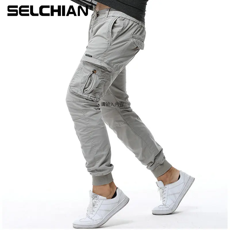 

2020 Cotton Cargo Pants Men Ankle Banded Casual Slim Jogger Pantalon Hombre