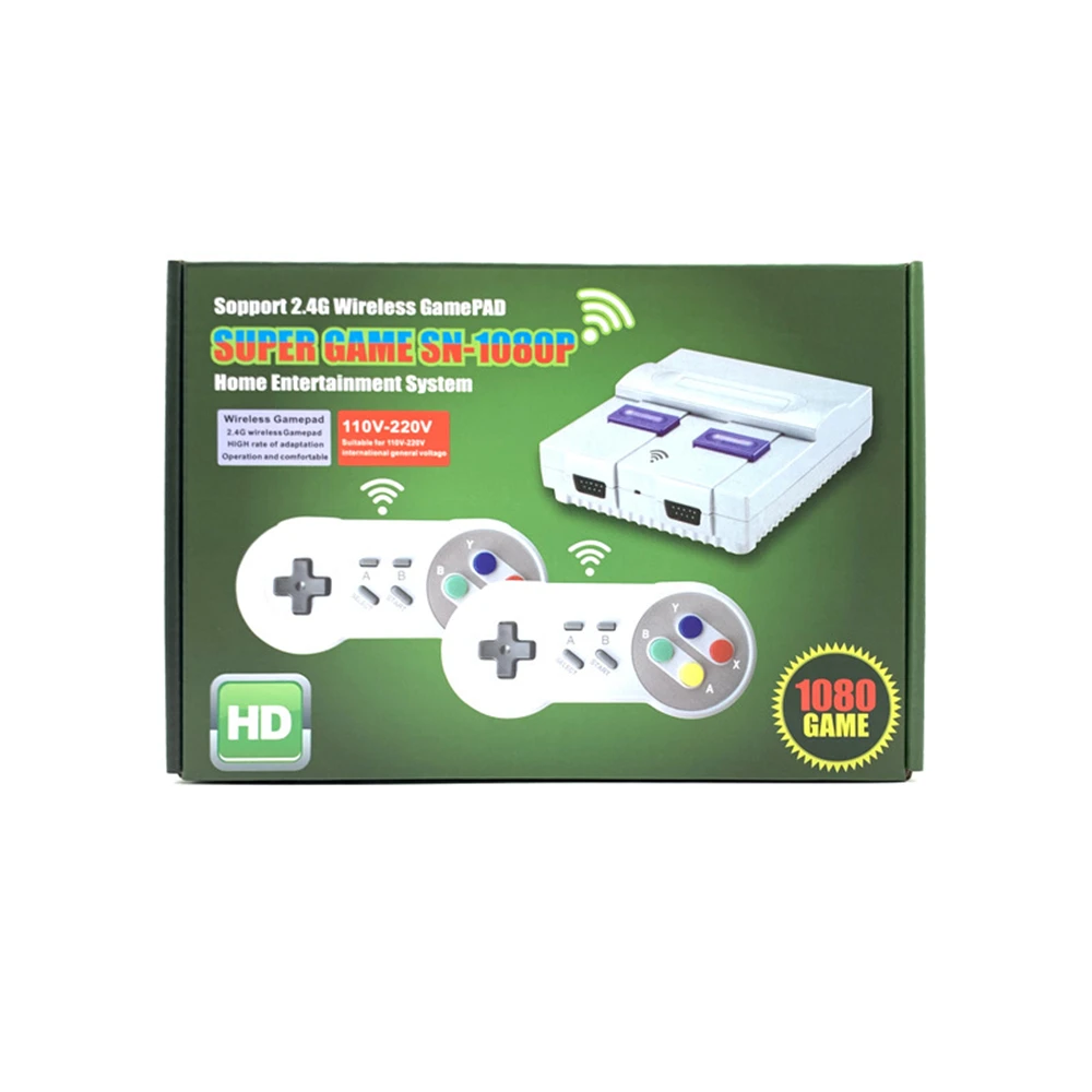 Игровая консоль в ретро стиле 821/1080 встроенных игр 2 беспроводных геймпада 4 ГГц HDMI