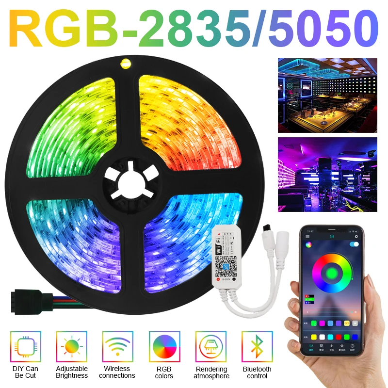 

RGB LED Strip Bluetooth WiFi Luces Led DC 5050 SMD2835 Flexible Waterproof Tape Diode Remote Control Light For Room 12V Lights