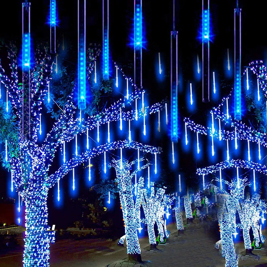 Метеоритный дождь светильник 50 см 8 трубок 384LED наружный дождевой сосулька снег