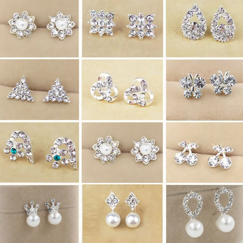 Горячая Распродажа милые изысканные серьги гвоздики с кристаллами и в форме