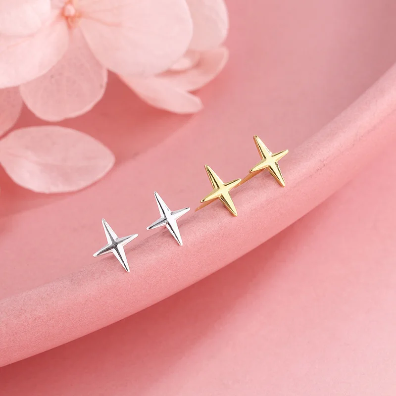 

ZHIMO 2021 New S925 Silver Cross Couple Earrings Personality European And American Fashion Fun Net Red Earrings For Dating