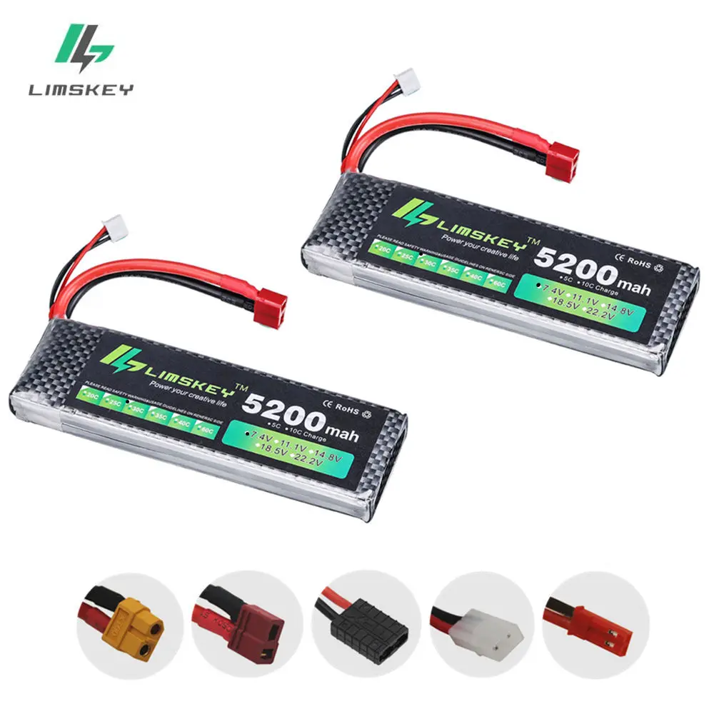 2 шт. Limskey Power 7 4 В 5200 мАч Lipo Battery 30C 2S LiPo 1P Литий полимерная батарея для RC car|lipo