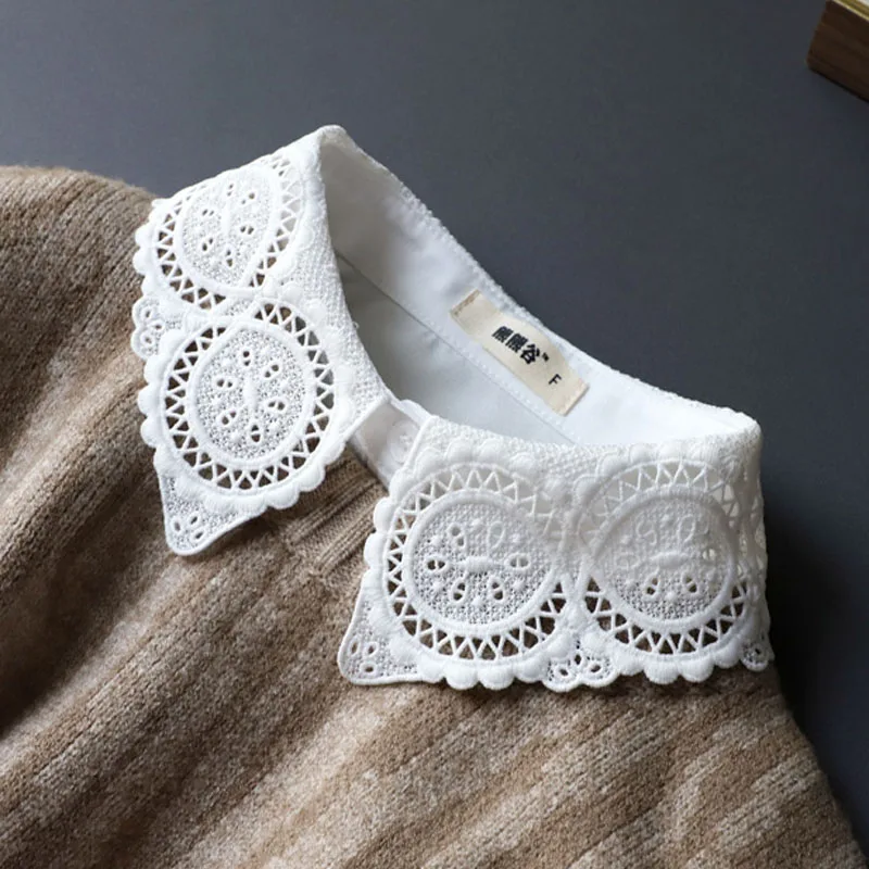 

Elegant White Fake Collar Shirt Women Chiffon Detachable Collars For Women Tie Ladies False Blouse Collar Lapel Faux Col Neckwea