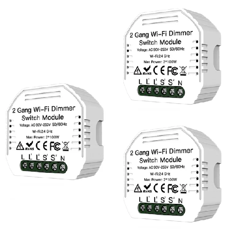 

WIFI LED Dimmer Module 2 Gang 2 Way Mobile Phone Remote Controller Smart Life/Tuya APP LED Voice Control For Alexa Google Home