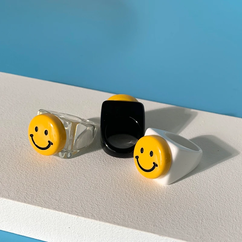 Женское кольцо со смайликом в Корейском стиле винтажные кольца бижутерия ручной