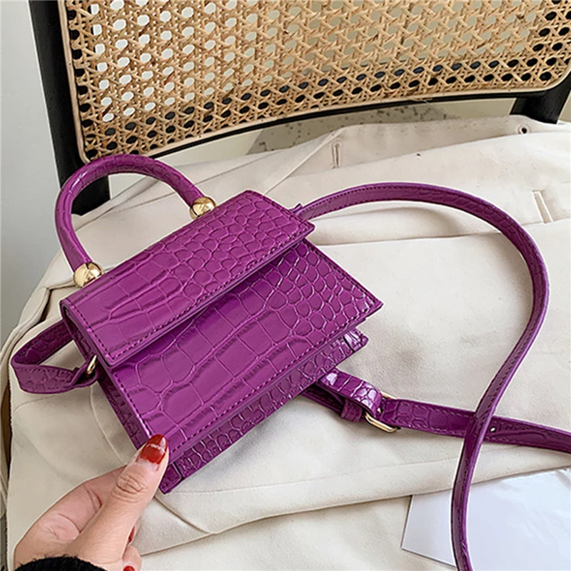 

2020 Women's Small Bag Women's PU Leather Shoulder Strap Crocodile Handbag High Quality Elegant All-match Solid Color Bag