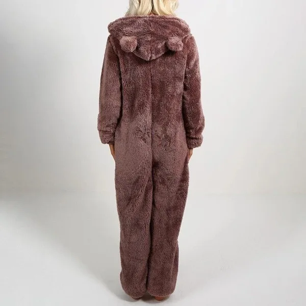2022 Autumn Hooded Home Clothes Pajamas Thick Warm Winter Pajamas Set Lovely Women's Pajamas Home Clothes Plus Velvet Jumpsuit