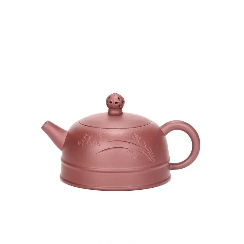 

Yixing Manual Dark-red Enameled Pottery Teapot Raw Ore Purple Ink For Imprinting Of Seals Palace Lantern Stone Drum Teapot Tea