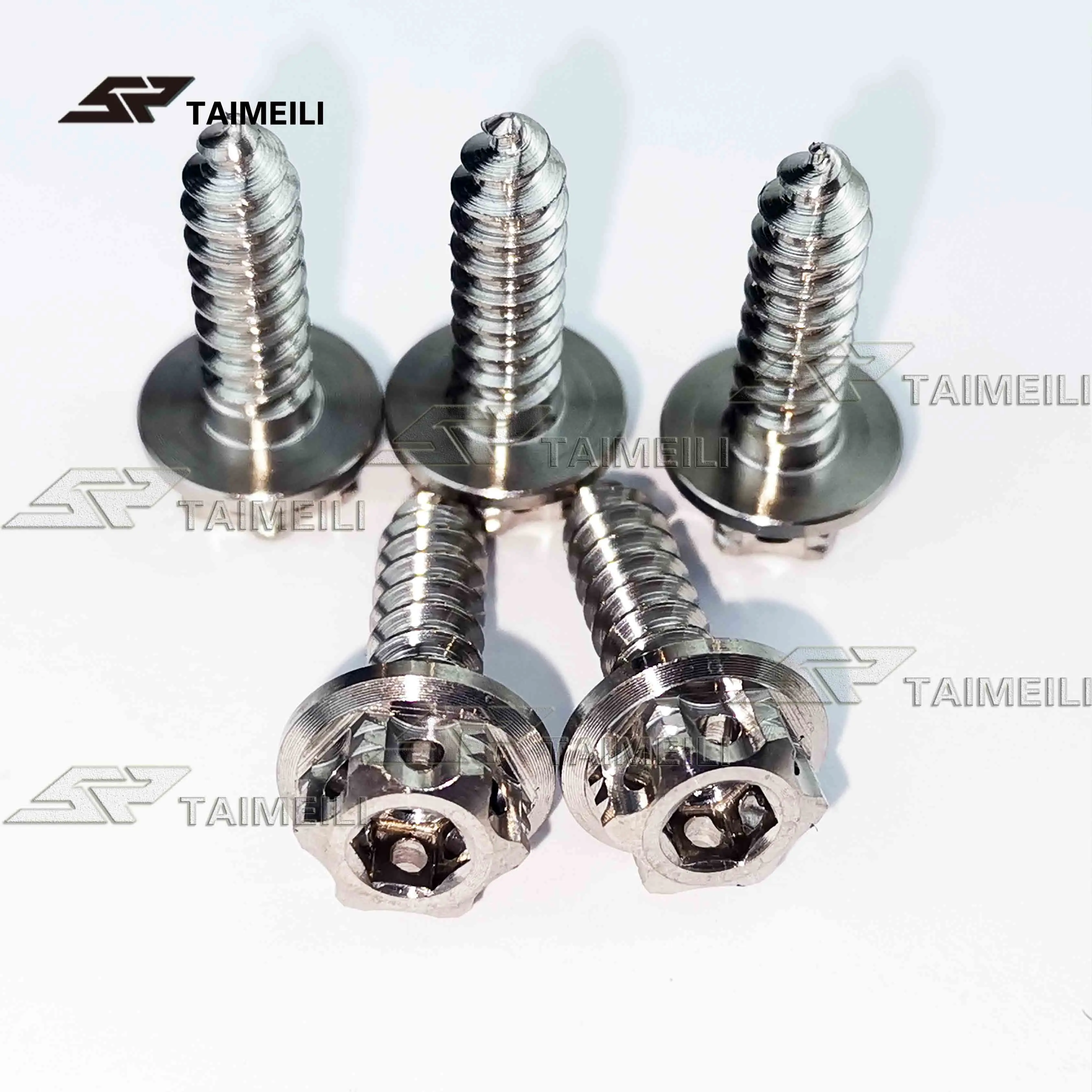 5 шт./титановый сплав самонарезающийся фланец головка кнопки m4x17mmm5x17mmm5x20mmm6x17mm мотоцикл оболочка декоративные винты - Цвет: Flange Head Silver