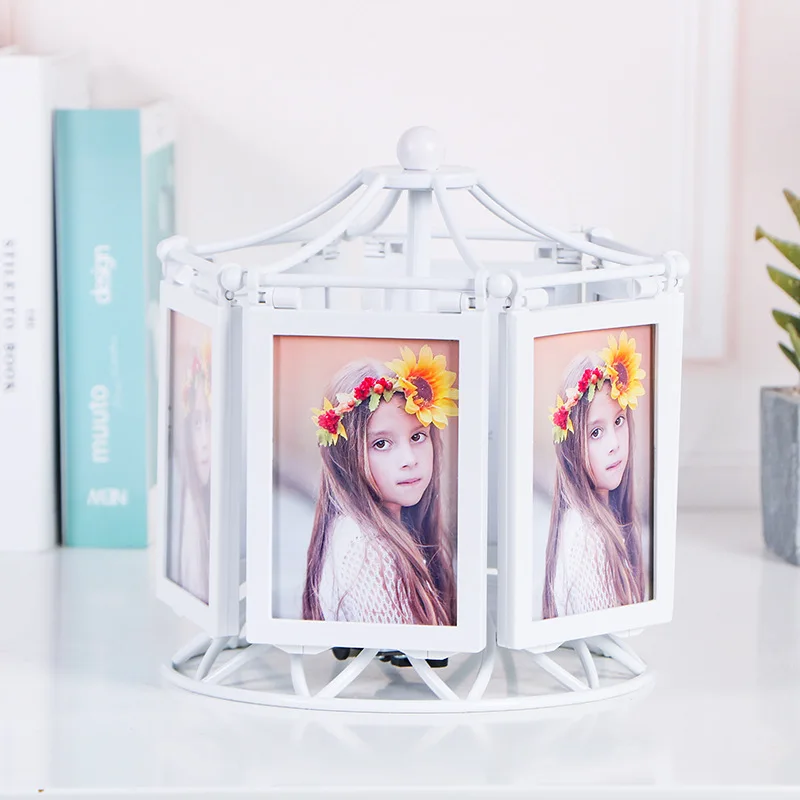 

Вращающаяся музыкальная шкатулка, фоторамка, креативная личность, фоторамка 5 дюймов, детское свадебное платье для фотостудии