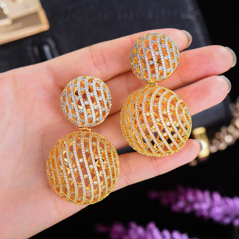 

SORAMOORE Brincos Female DIY Big Ball Pendant Earrings For Women Wedding Geometric Drop Earring Fashion Jewelry Gift 2020 New