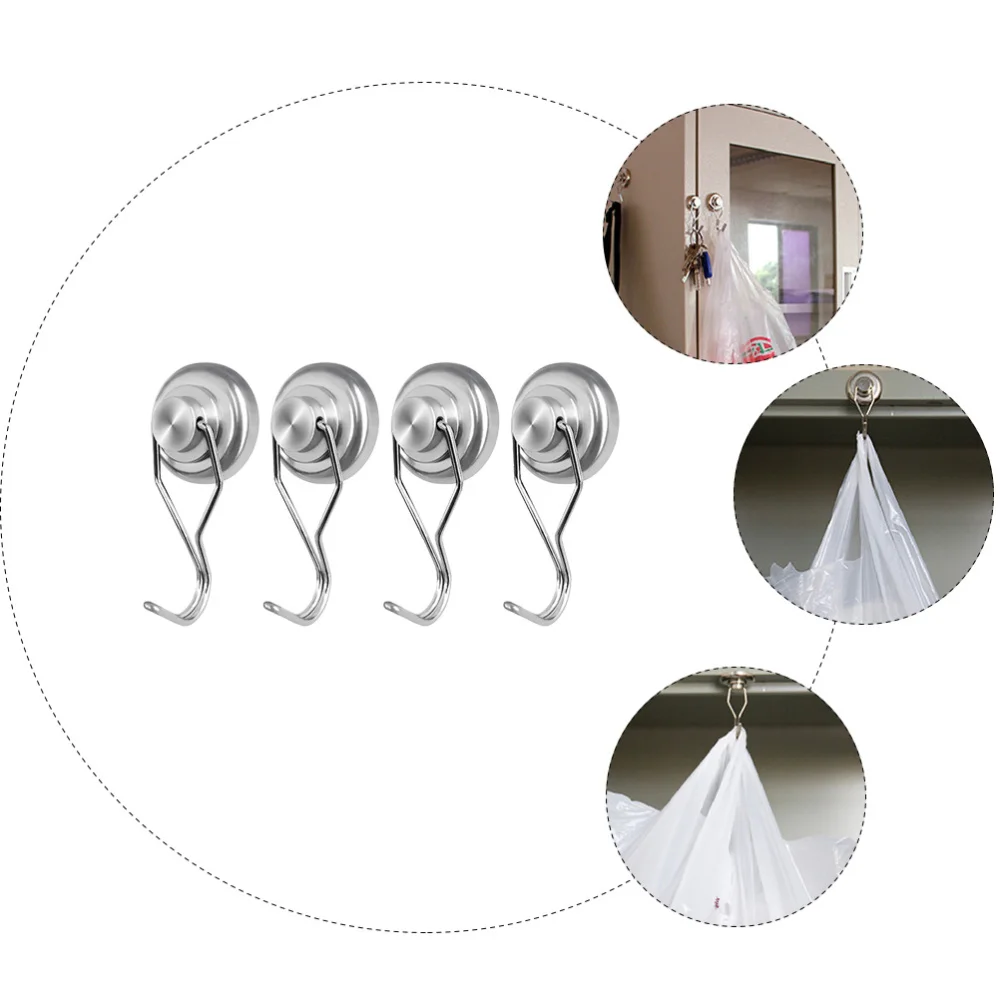 

4Pcs 360 Degree Rotating Hooks Magnetic Hooks Wall Hangers BBQ Tools Hooks