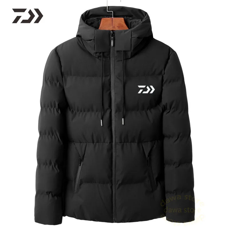 Daiwa/хлопковая одежда с капюшоном Однотонная Куртка для рыбалки Зимняя мужская