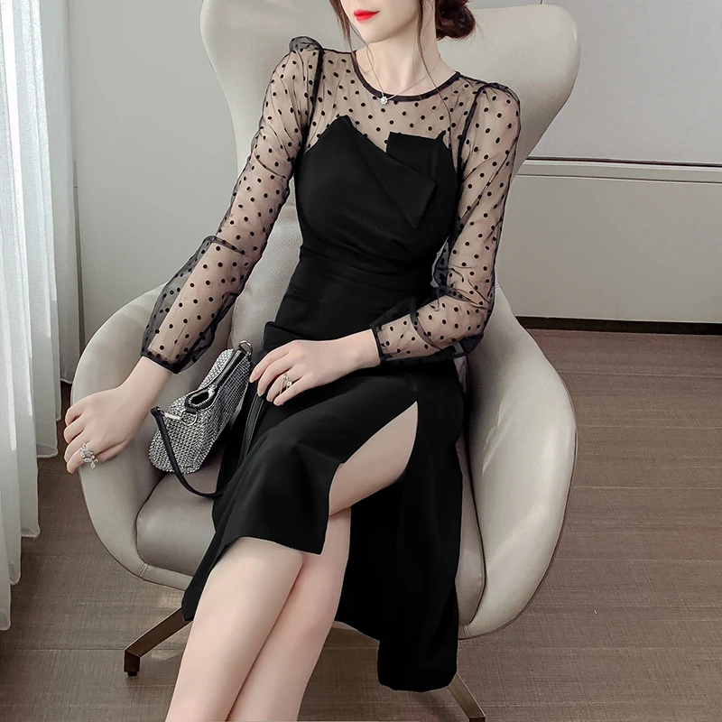 

Will ~ new spring fashion elegant splicing dress long-sleeved dress female ~ big time take goods