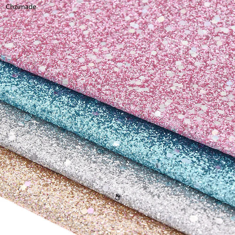 Chzimade 21x29cm A4 Glitter Thin PU Fake Leather Fabric Sequins Synthetic DIY Material For Handbag Garments | Дом и сад
