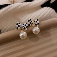 yaologe new bowknot pearl drop earrings 2021 trend elegant alloy earrings for women party gift fashion jewelry oorbellen mujer