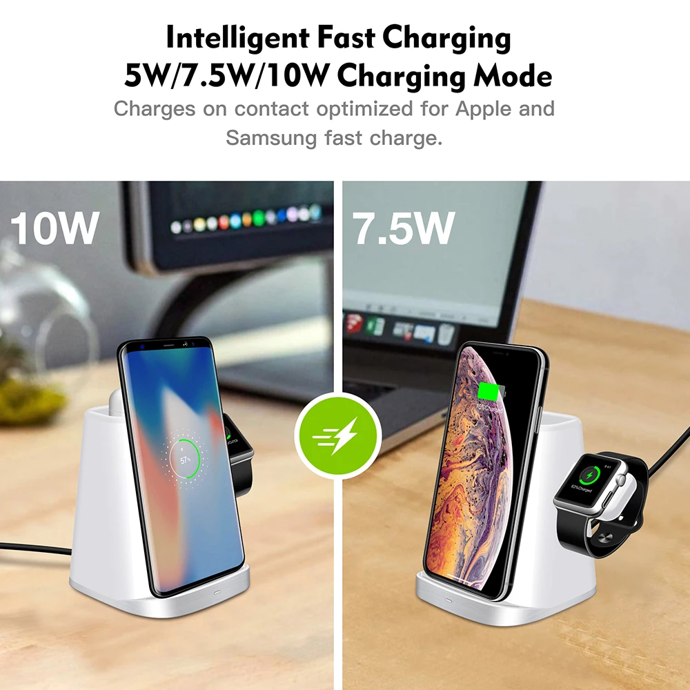 

BONOLA 3 in 1 wireless charger fast induction charging station wireless chargings dock for iPhone 11 pro/Xs Apple Watch Airpods