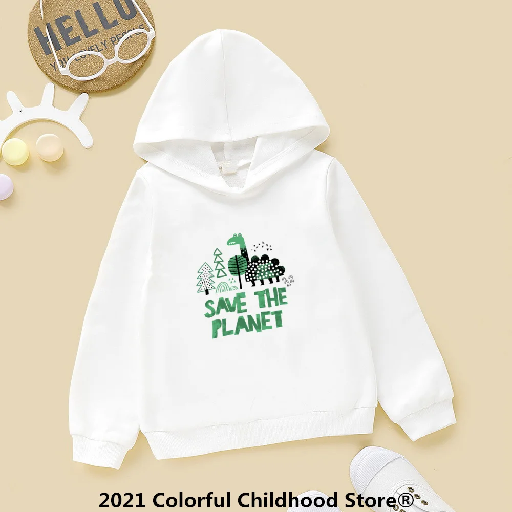 

Kids Clothes Girls Spring Sweatshirts Sweater Hoodies for Girls Old Cute Dinosaur Anime Series White Comfort Children Outwear