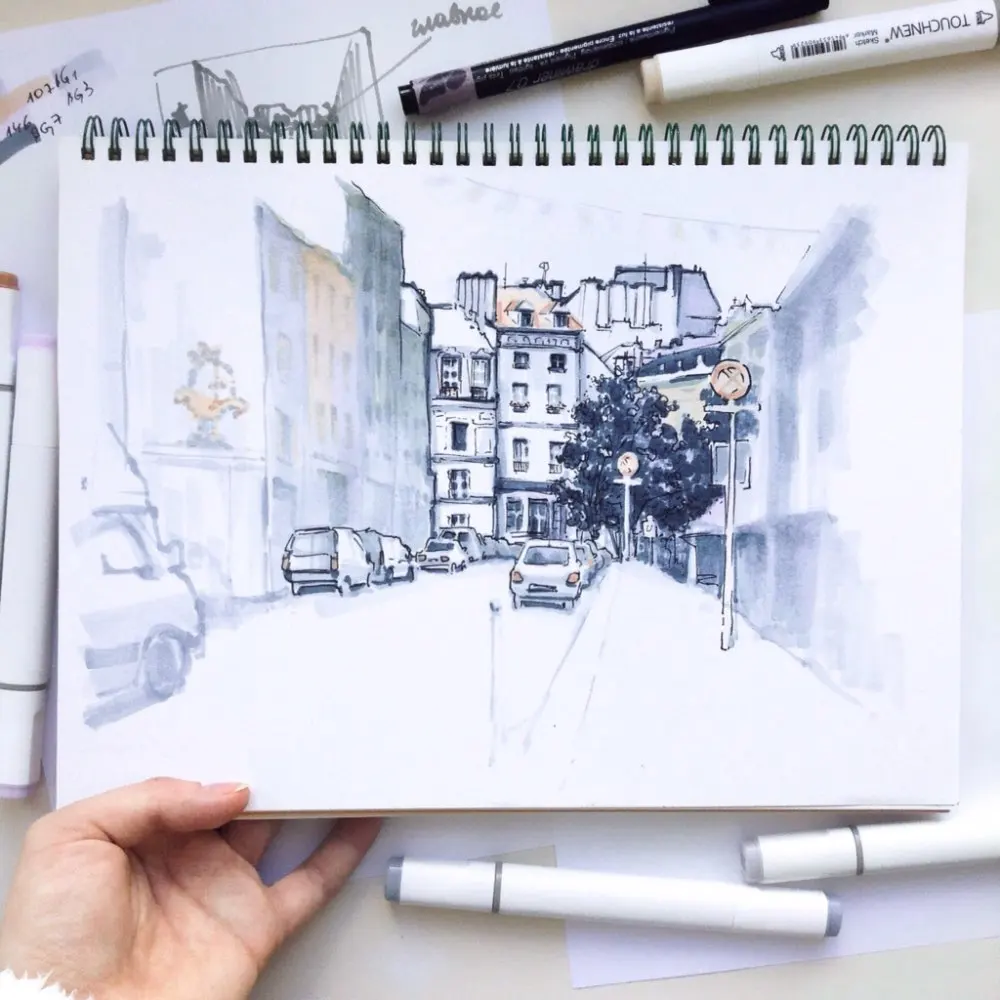 

TOUCHNEW 12 Cool Gray Marker Warm Gray Marker Set Dual Tips Alcohol Based Art Markers for Drawing Manga Mark Supplier Stationery