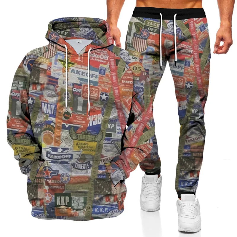 

Autumn and winter 3D letter printing men's hooded sweater suit men's sportswear sportswear long-sleeved men's clothing suit