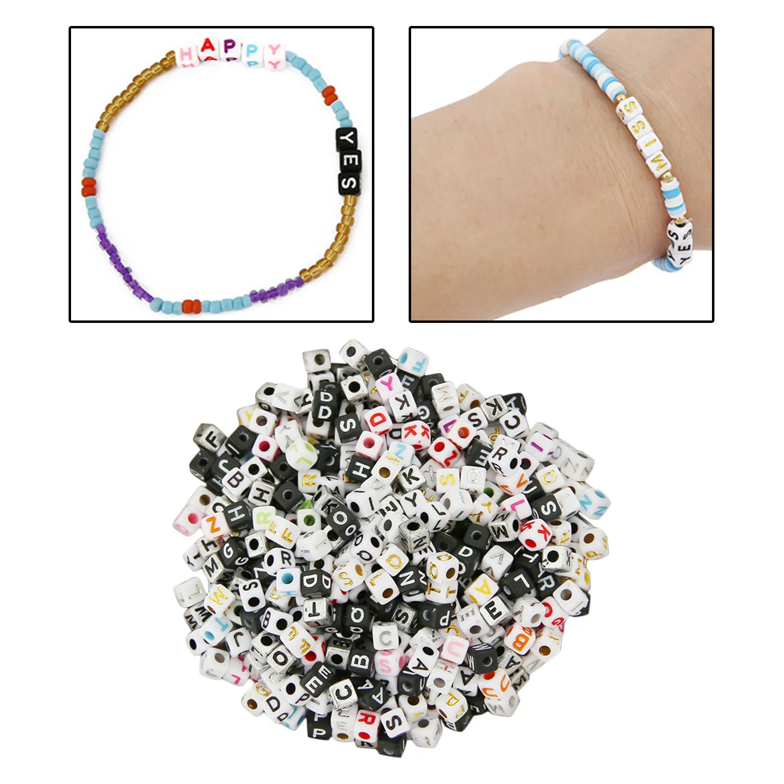 Set of 1200 5mm Sorted Cube Acrylic A-Z Alphabet Letters Beads Mixed DIY Handmade | Украшения и аксессуары