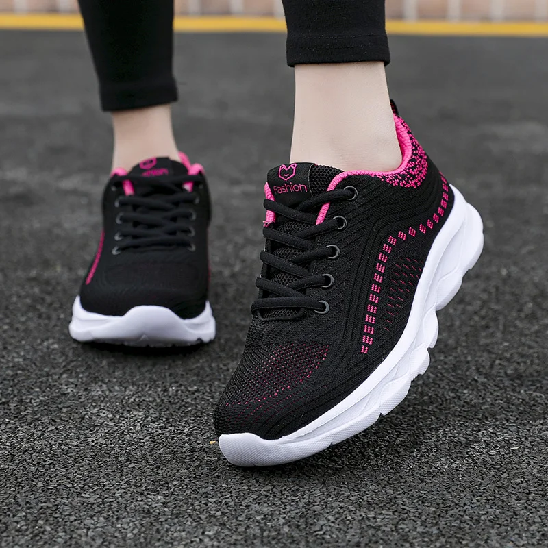 

NAUSK Sneakers Women Shoes Platform Lace-up Mesh Breathable Comfortable Casual Shoes Women Sneakers Plus Size 2021 NEW