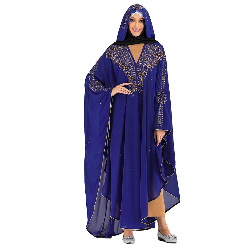 Blue cardigan Открытый Дубай abaya кимоно кардиган турецкий хиджаб мусульманское платье исламское одежда для Женский Восточный халат Caftan халат Musulman Djelaba Femme - Цвет: Blue cardigan
