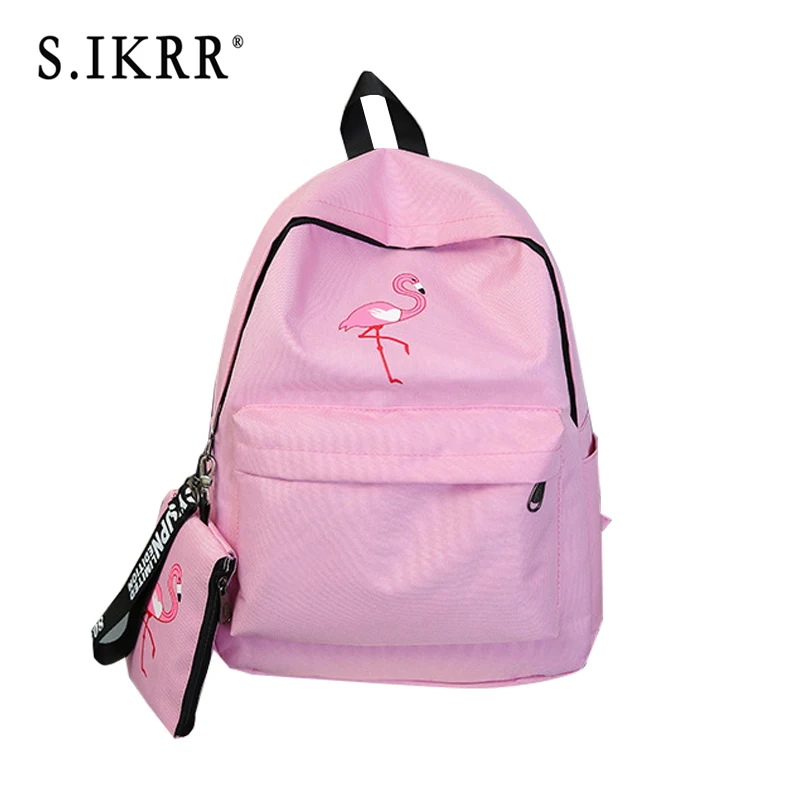 Женский рюкзак с принтом Фламинго S.IKRR простая Студенческая тканевая книжная
