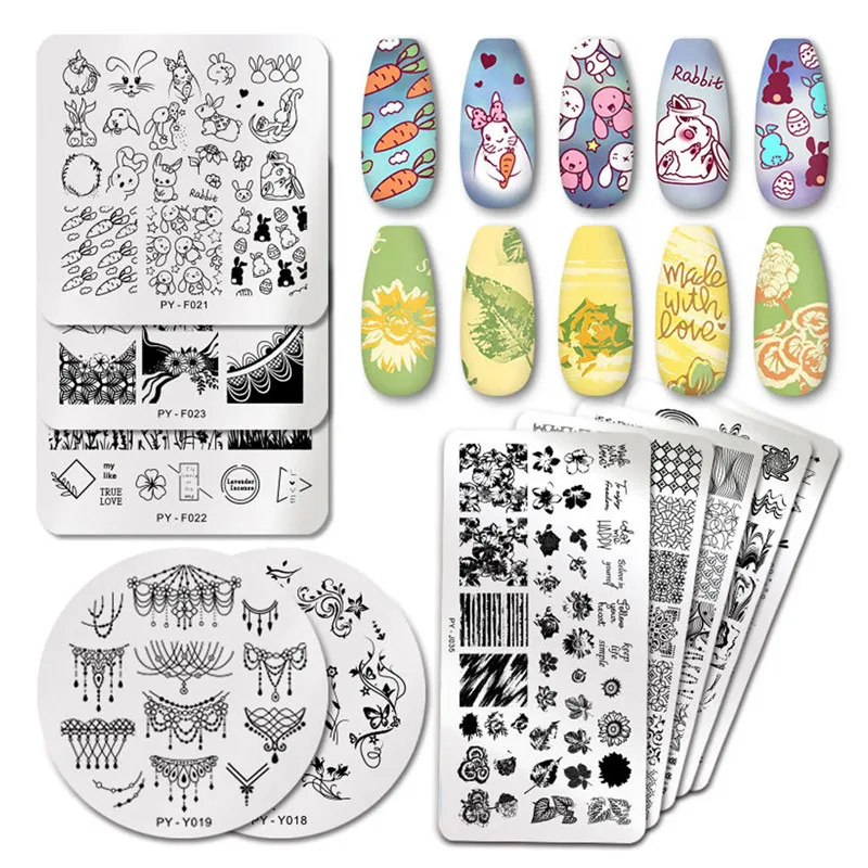 1 шт. пластины для стемпинга ногтей в форме цветка листа виде геометрических