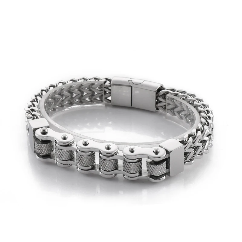 

HAOLYNJOY Bicycle Chain 12mm Braided Link Men's Stainless Steel Bracelet Jewelry