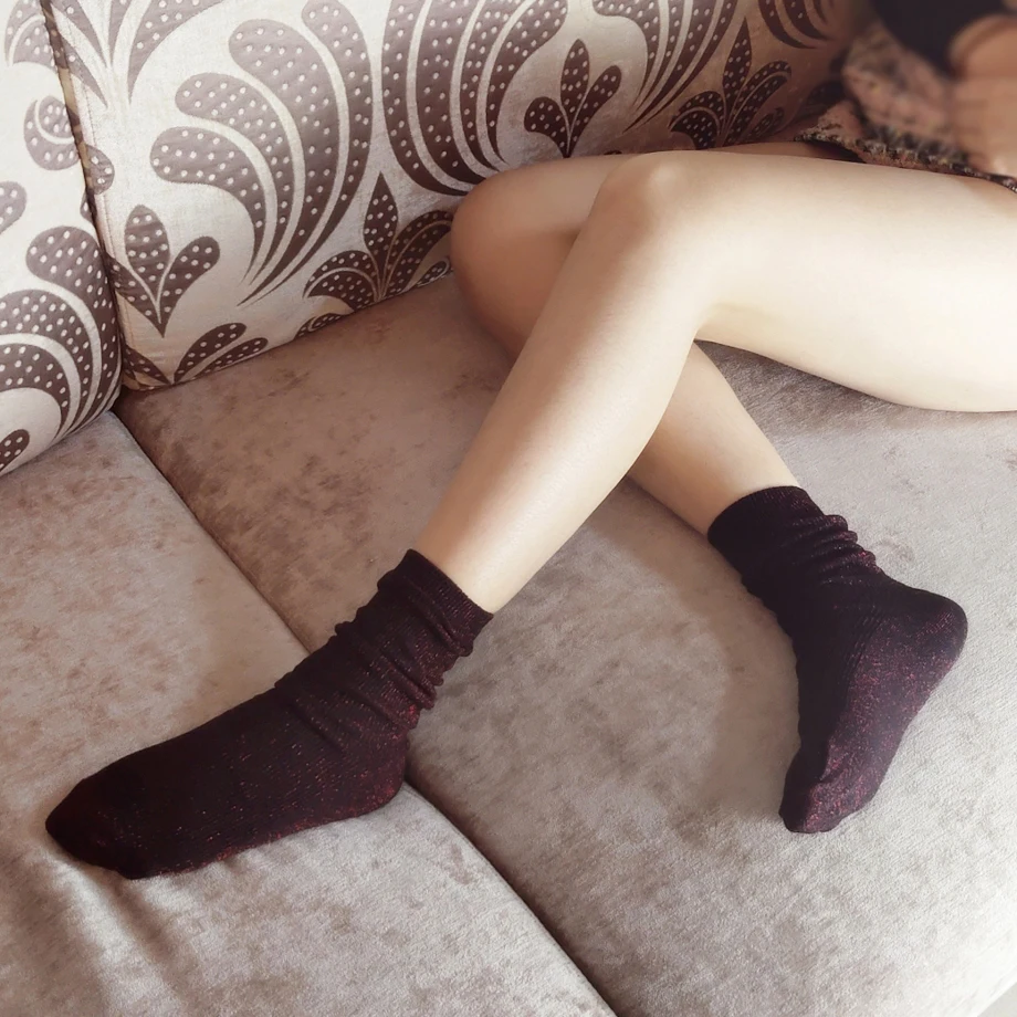 1 pair of high-quality fashion women's socks with gold and silver glittering summer thin and breathable personality cool socks