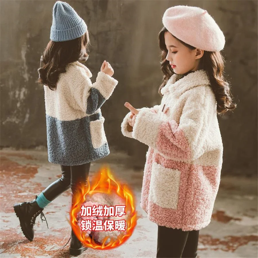 

Модная осенне-зимняя куртка для маленьких девочек, плотное пальто из овечьей шерсти для младенцев, детей ясельного возраста, теплая детская...