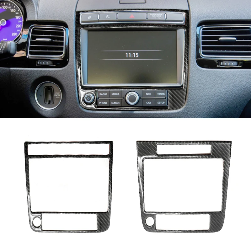

For VW Touareg 2011 2012 2013 2014 2015 2016 2017 2018 Carbon Fiber Interior Center Console Navigation Panel Frame Cover Trim