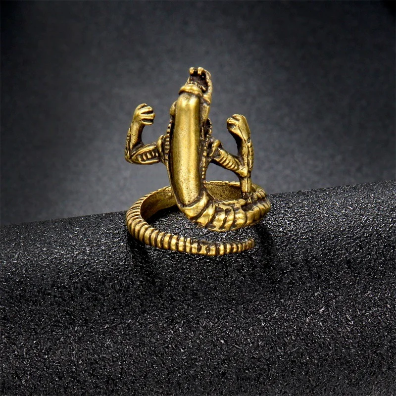 

Retro Cool Animal Lizard Ring for Men Punk Adjustable Open Rings Vintage Gold Plated Opening Finger Ring Male Hip Hop Jewelry