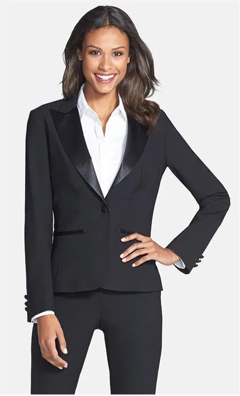 Черный женский костюм черные двойные пуговицы Весна Осень Тонкий