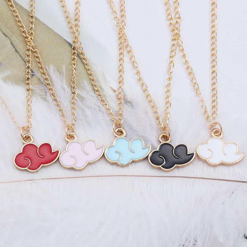 

Cloud Pendant Necklace Red Pink Color Fashion Women Men Necklace Gift for Friend Golden Color Link Chain Neck Jewelry