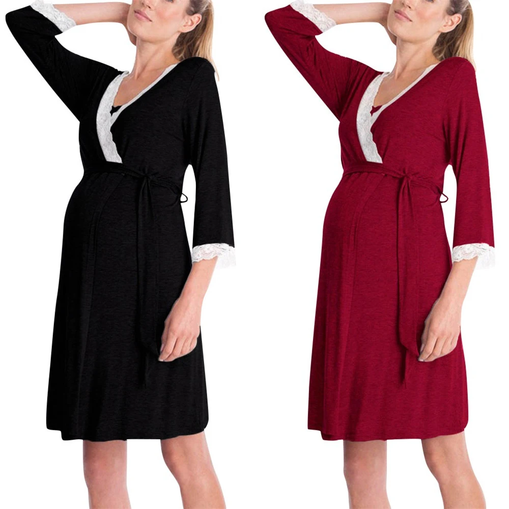 Женские пижамы для беременных, пижамы для кормящих беременных, ночная рубашка для кормящих грудью, элегантная одежда для кормящих мам, платье
