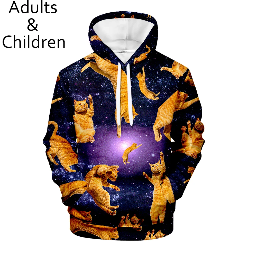 Новое поступление милые толстовки с 3D котом свитшот для мужчин и женщин детские