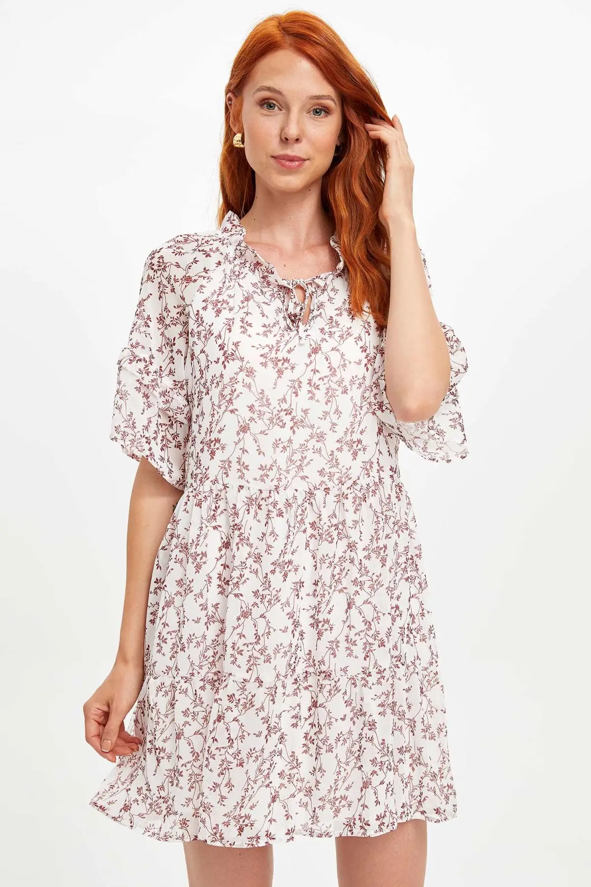 DeFacto ремешком Сезон осень Платье с оборками вязаное платье модные элегантные