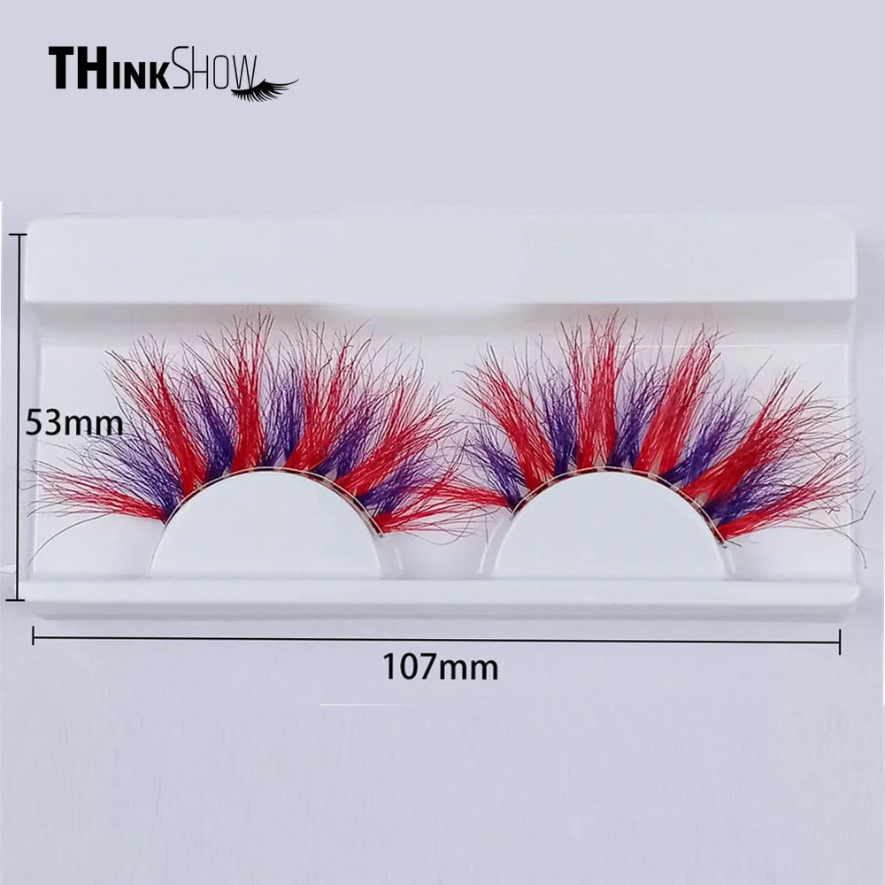 

Thinkshow Color Lashes 25mm Mink Colorful Dramatic False Eyelashes Real Mink Fluffy Style Lashes Colored False Mink Eyelashes