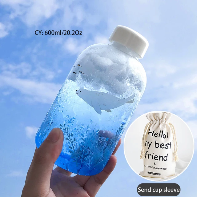 Стеклянная бутылка для воды с градиентом, 600 мл | AliExpress