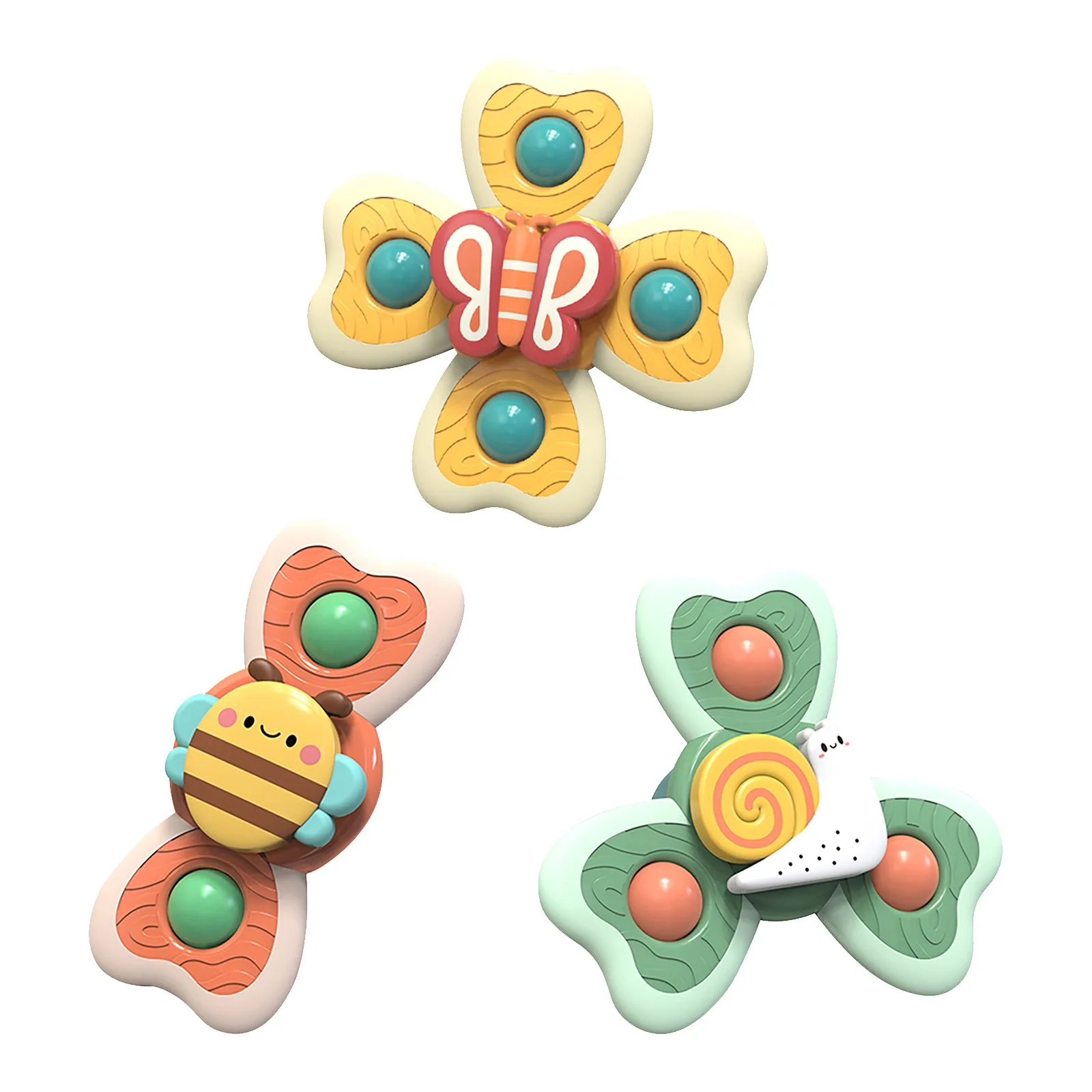 

Suction Cup Spinning Top Toy 3pcs/set Baby Bath Toy Water Playing Boys Montessori Touch Sensory Toys For Newborn 0-12 Months