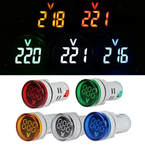 

Round AC60-500V LED Digital Voltmeter DIY Mini Digital Voltmeter Home Volt Voltage Tester Meter Monitor Pilot Lamp Light Display