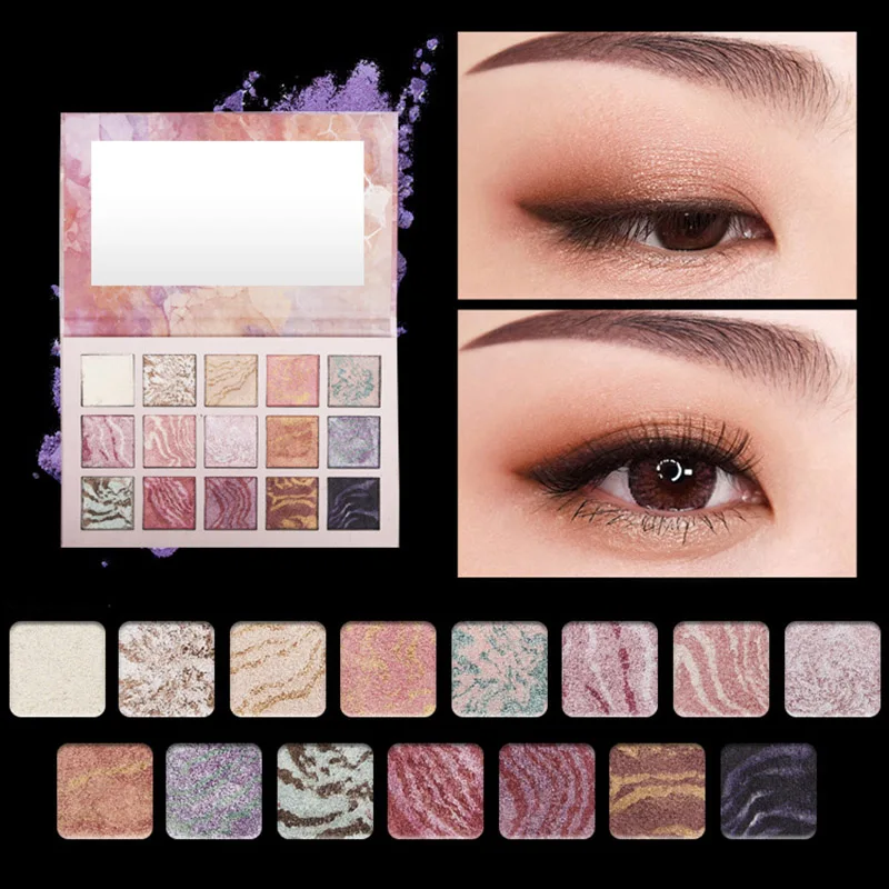 

Палитра косметических теней для век, 15 цветов, глаз, мрамор, водостойкая косметика для женщин EY669