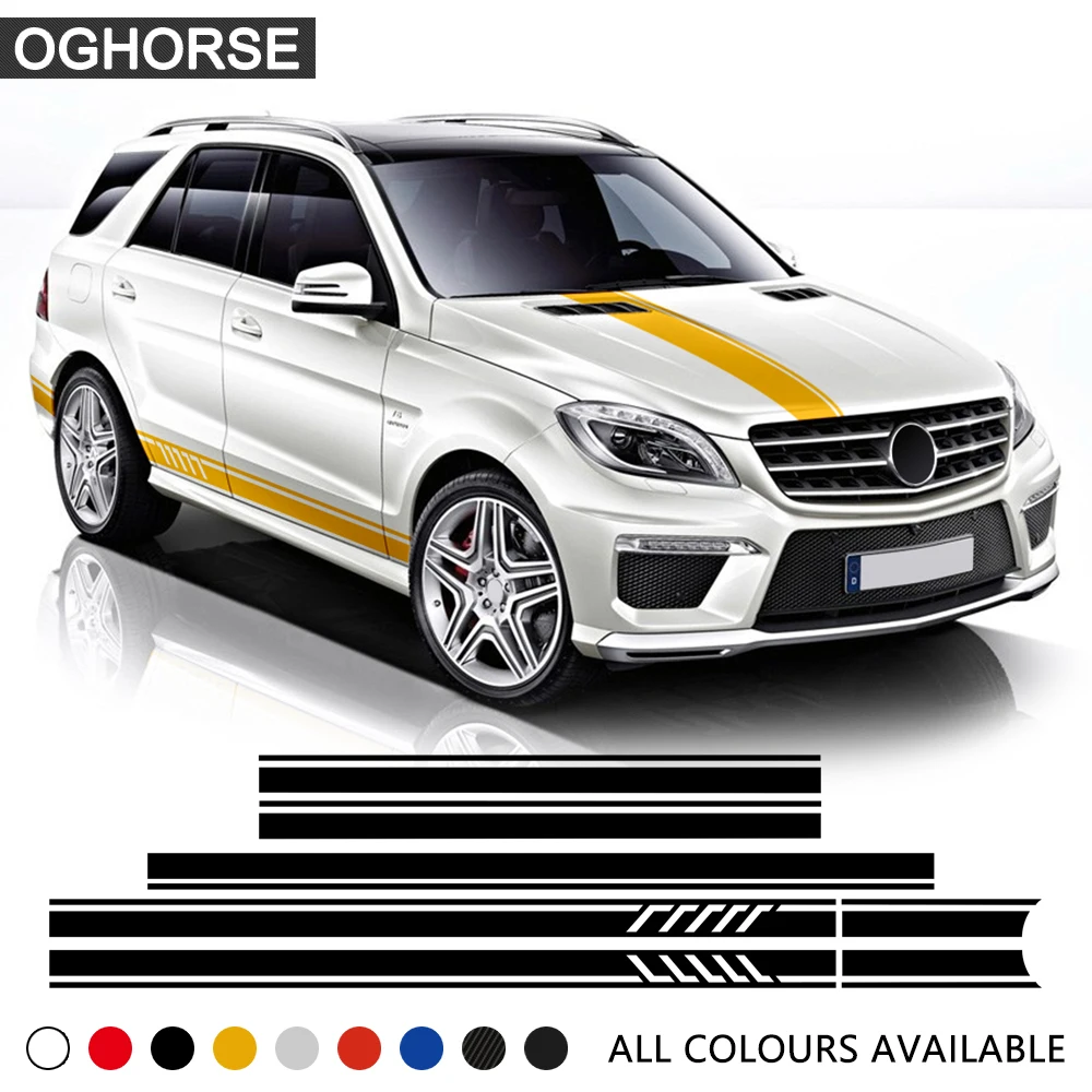 

Наклейка на крышку автомобиля, наклейка с полосками сбоку, для Mecedes Benz ML Class W164 W163 W166 ML320 ML350 ML55 ML63, 1 шт.