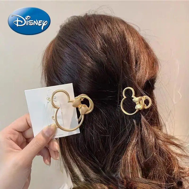 

Disney Mickey Mouse Hairpin Hollow Flower Grab Clip Hairpin Girl Metal Liu Hai Clip Hair Accessories Cosplay Accessories 2pcs