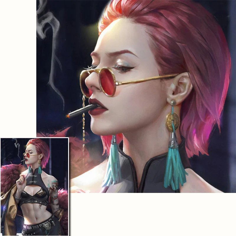 Картина на холсте настенные 3d постеры модная девушка с очками тату картинки