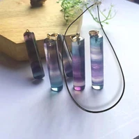 color fluorite column pendants necklaces crystal suspension natural gem stone quartz bullet reiki chakra women men jewelry gift