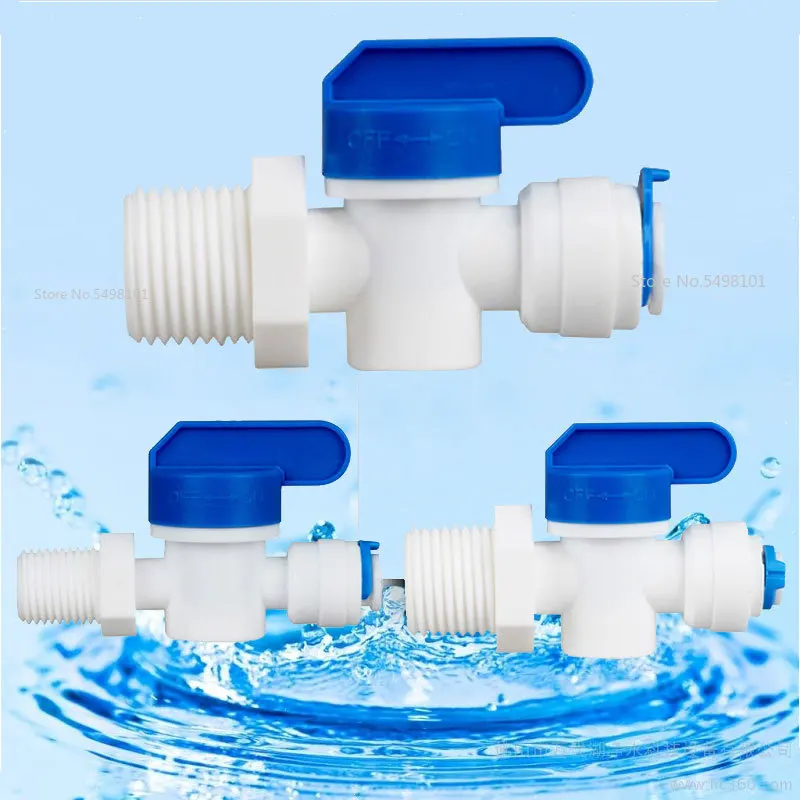 

RO Water Straight 1/4" 3/8" OD Hose 1/4"BSP 1/2" Male Thread Quick Connect Fittings Plastic Ball Valve Reveser Osmosis Fitting